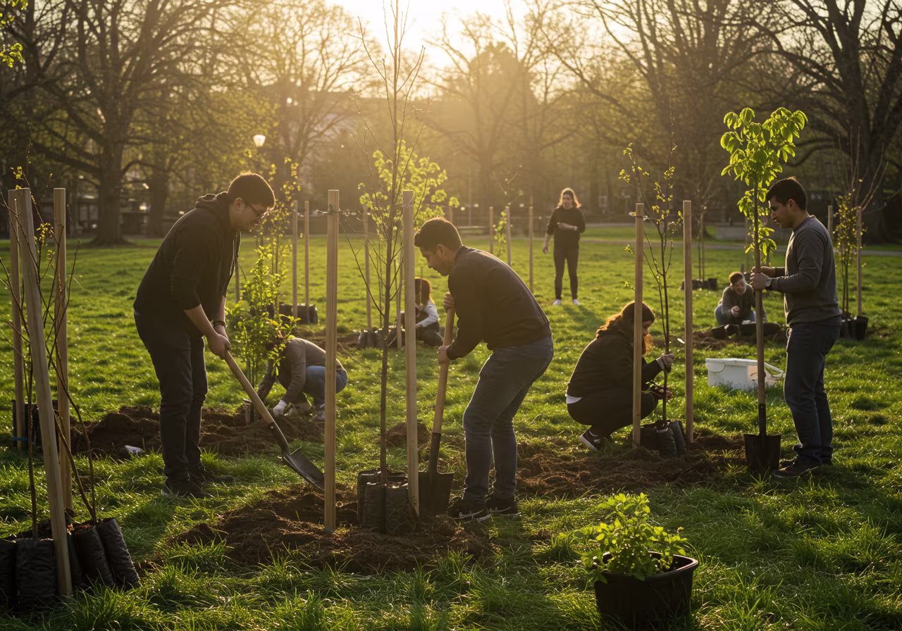 Students participating in environmental education and conservation activities